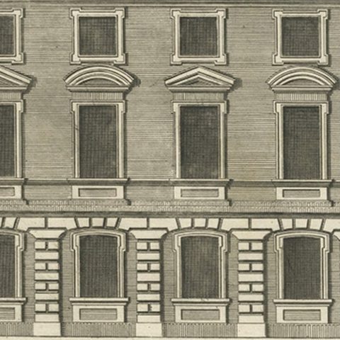 Antique Print of a Maritime Building in Copenhagen in Denmark, 1746, close-up 2