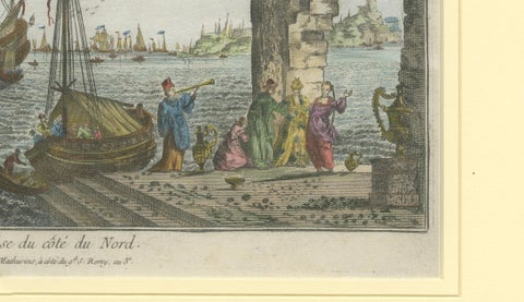 Constantinople Harbor Vue d’Optique by Jacques Chéreau, c.1760, close-up 3