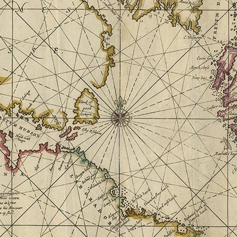 Antique Sea Chart of Hudson Bay and Arctic Canada by Van Keulen, circa 1681, close-up 2