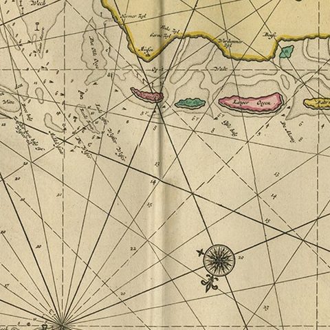 Rare Sea Chart of the East Frisian Islands or Watten and the North Sea, c.1700, close-up 2