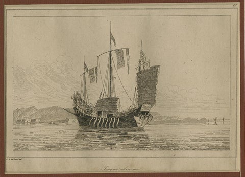 Antique Print of a Chinese Sailing Ship, 1840, view 3
