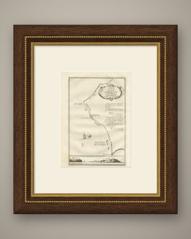 Antique Map of the Coast of Cape Verde by J. Van Der Schley, circa 1750, shown framed
