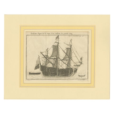 Antique Print of a Vessel Cross Section by Pluche '1735'