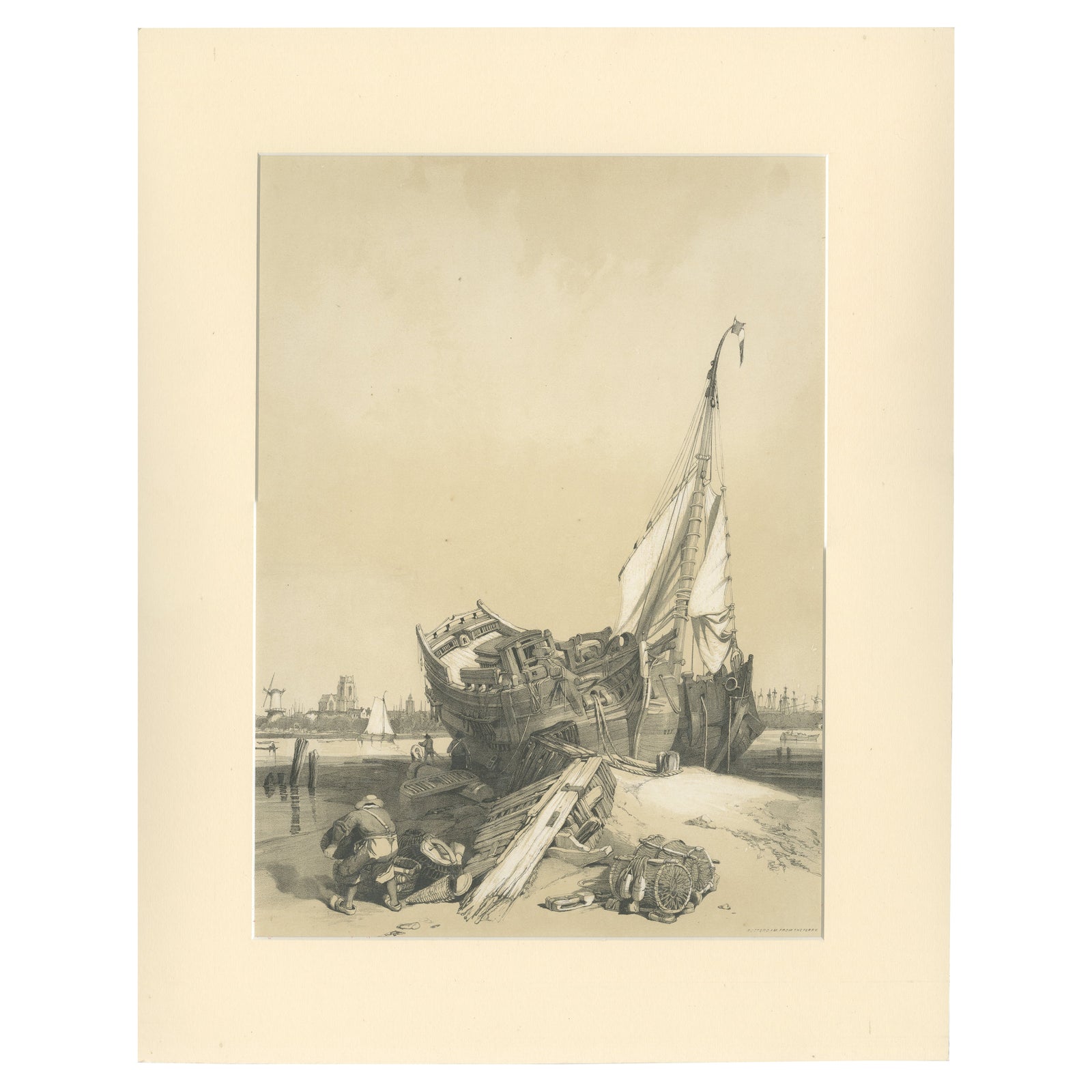 Rotterdam from the Ferry, Stanfield Sketches, Boys after Stanfield, 1833