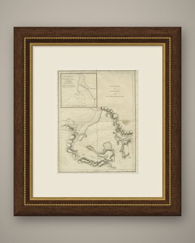 Old Map of Awatska Bay on the Coast of Kamchatka Peninsula, Russia by Cook, 1784, shown framed