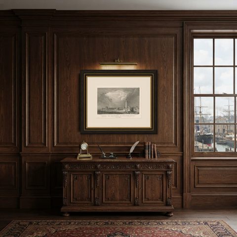 Lighthouse of Port Jackson, New South Wales, Australia, Published in 1836, shown framed in a room