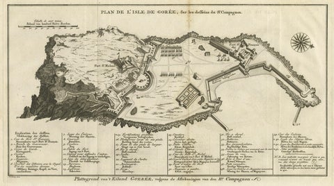 Detailed Map of the Island of Gorée off of the Coast of Dakar, Senegal, 1747, close-up 1