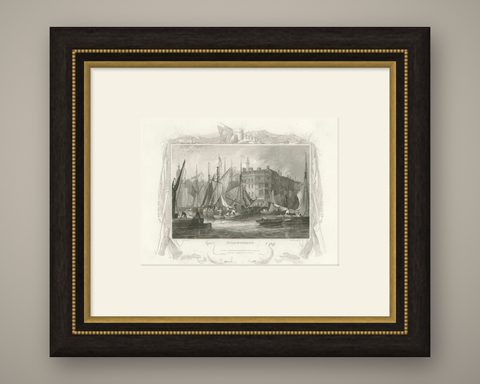 Billingsgate Market in the 1830s: A Hub of London's Maritime Commerce, 1835, shown framed