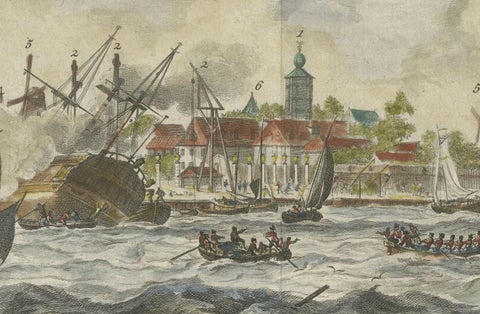 1779 View of Onrust Island Near Batavia with VOC Shipyard Activity, close-up 5