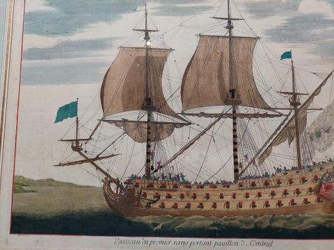 Antique Print of a Naval Vessel by Mortier '1695', view 3