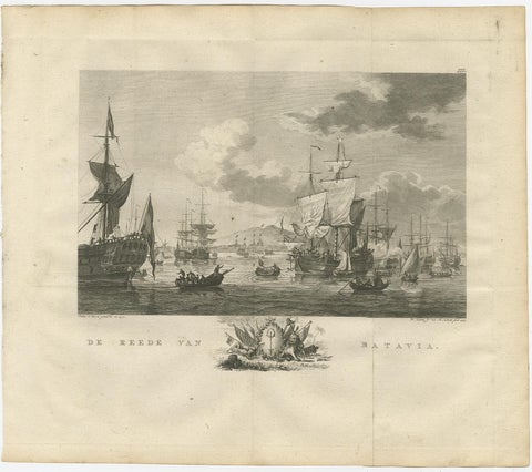 Old Print of VOC Ships in the Sea Near Batavia (Jakarta, Indonesia), 1779, view 2