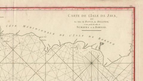 Antique Sea Chart Java Indonesia, Mannevillette Neptune Oriental 1775, close-up 2
