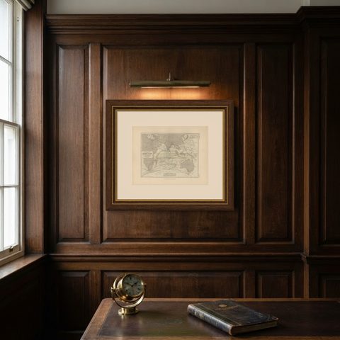 Antique Physical Chart of the Indian Ocean by Johnston '1850', shown framed on a wall