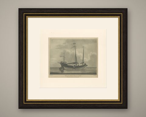 View of a Chinese Junk, Antique Maritime Engraving, Published 1802, shown framed
