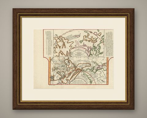 Antique Map of the West Coast of North America & North East Coast of Asia '1772', shown framed
