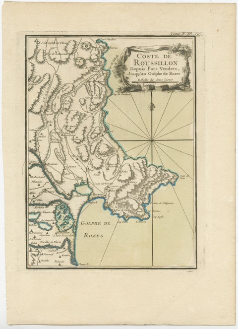 Antique Map of the Coast of Roussillon, France, view 2