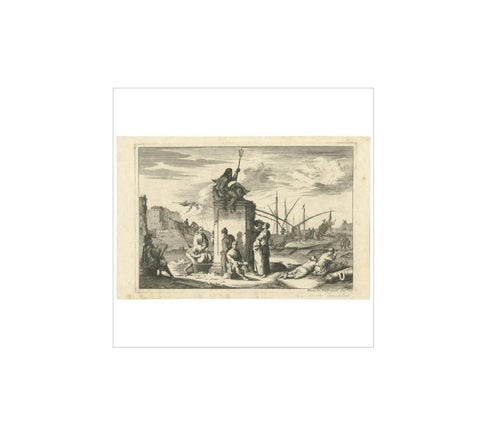 Antique Untitled Harbour View 'I' by J. Wolff, circa 1730, view 2