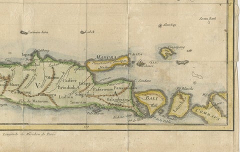 Java and Bali with Borneo Coast, 18th Century French Colonial Map, close-up 6
