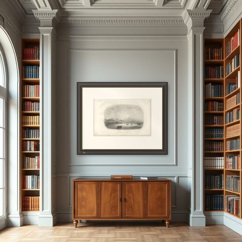 Antique Print of the Harbor of Rio de Janeiro by D'Urville (1853), shown framed in a room