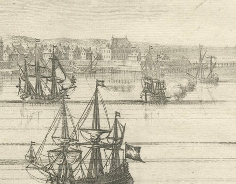 Maritime Majesty: The 17th-Century Skyline of Kalmar in Sweden, 1693, close-up 2