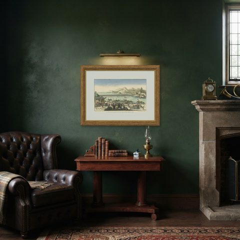 Rare Early View of the Harbour of Peking or Beijing, Capital of China, shown framed in a room