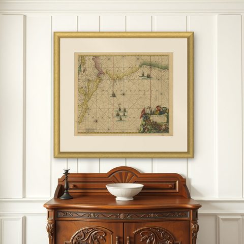 Sea Chart of Central America and the Northwest Coast of South America, ca.1745, shown framed on a wall