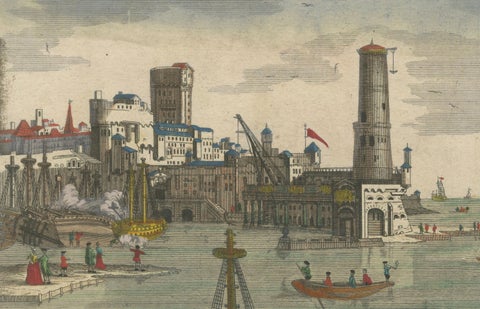 Lisbon Harbour View, Optical Print of Port and Tagus River c.1780, close-up 6