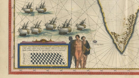 Blaeu Strait of Magellan Map, Tierra del Fuego, Decorative Sea Chart, 1642, close-up 6