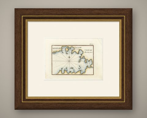 Golfe de Mandaya Sea Chart by Joseph Roux, Ottoman Turkey, c.1764, shown framed