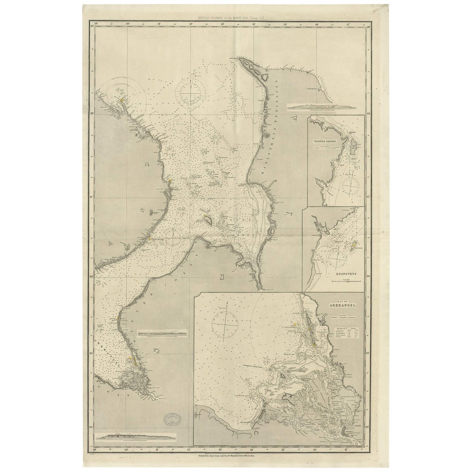 Antique Map of the British Islands to the White Sea by J. Imray