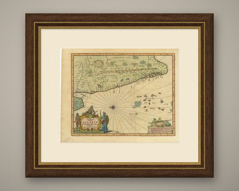 Antique Map of the Malabar Coast by Baldaeus, 1744, shown framed