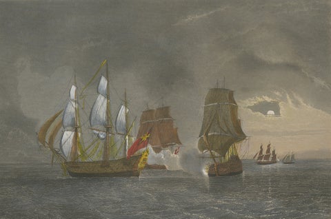 French-British Naval Battle of Negapatam, India, c.1840, close-up 5
