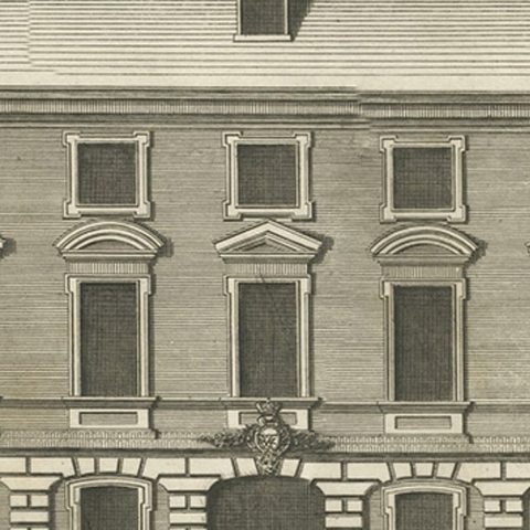 Antique Print of a Maritime Building in Copenhagen in Denmark, 1746, close-up 3