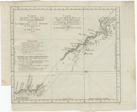 Old Chart of the North-Eastern Coast of Australia Discovered by Cook, 1774, view 2