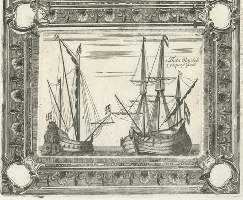 Dutch Inland Sailing Boats, Amsterdam–Haarlem & Delft–Rotterdam, Coronelli 1690, close-up 4