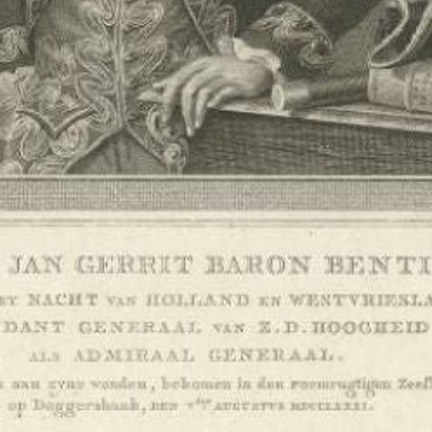 Antique Portrait of Bentinck, a Dutch Naval Hero by Vinkeles, close-up 1
