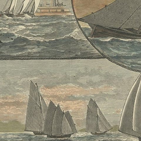 Antique Print of The Sailing Race for the Admiral's Cup at Palma, 1881, close-up 3