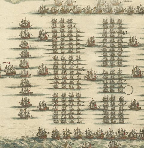 Antique Print of the Fleet of William III of Orange by Merian 'c.1700', view 3