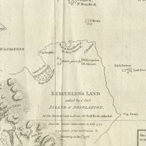 Antique Map of Kerguelens Island Coast by Cook, 1784, close-up 2