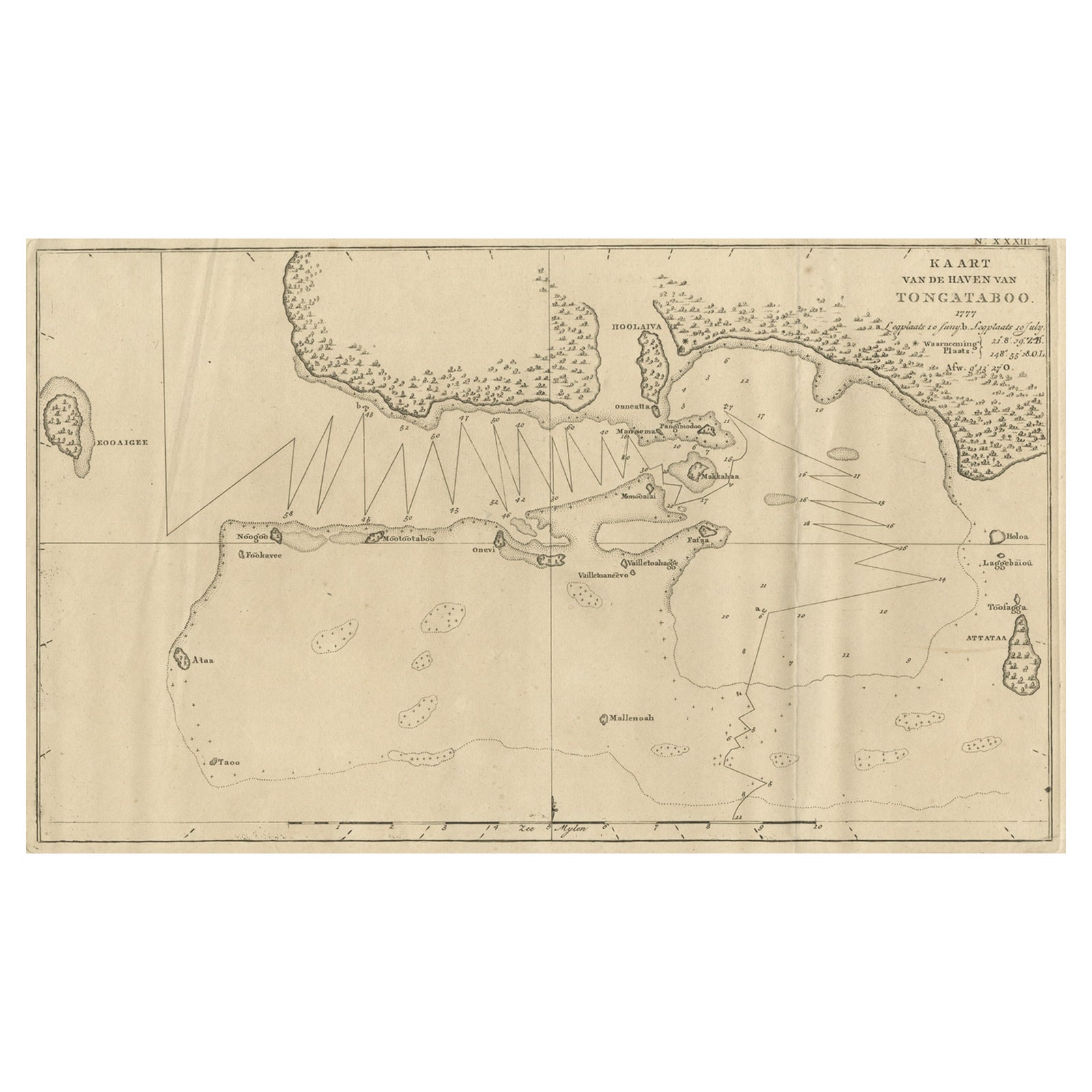Antique Map of the Harbour of Tongatabu, One of the Tonga Islands, 1803