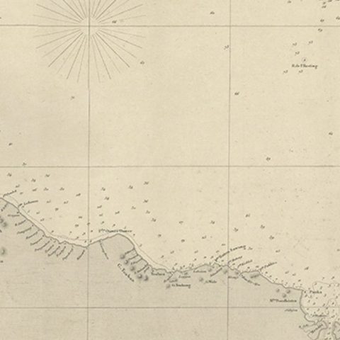 Early French Nautical Chart of the Northern Coast of of Java, Indonesia, C.1850, close-up 2