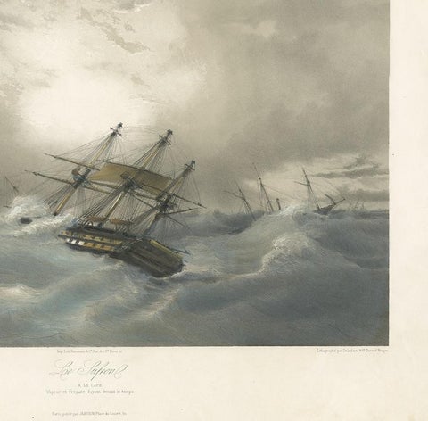 Antique Ship Print 'Le Sufren' by Durand-Brager, circa 1850, view 4