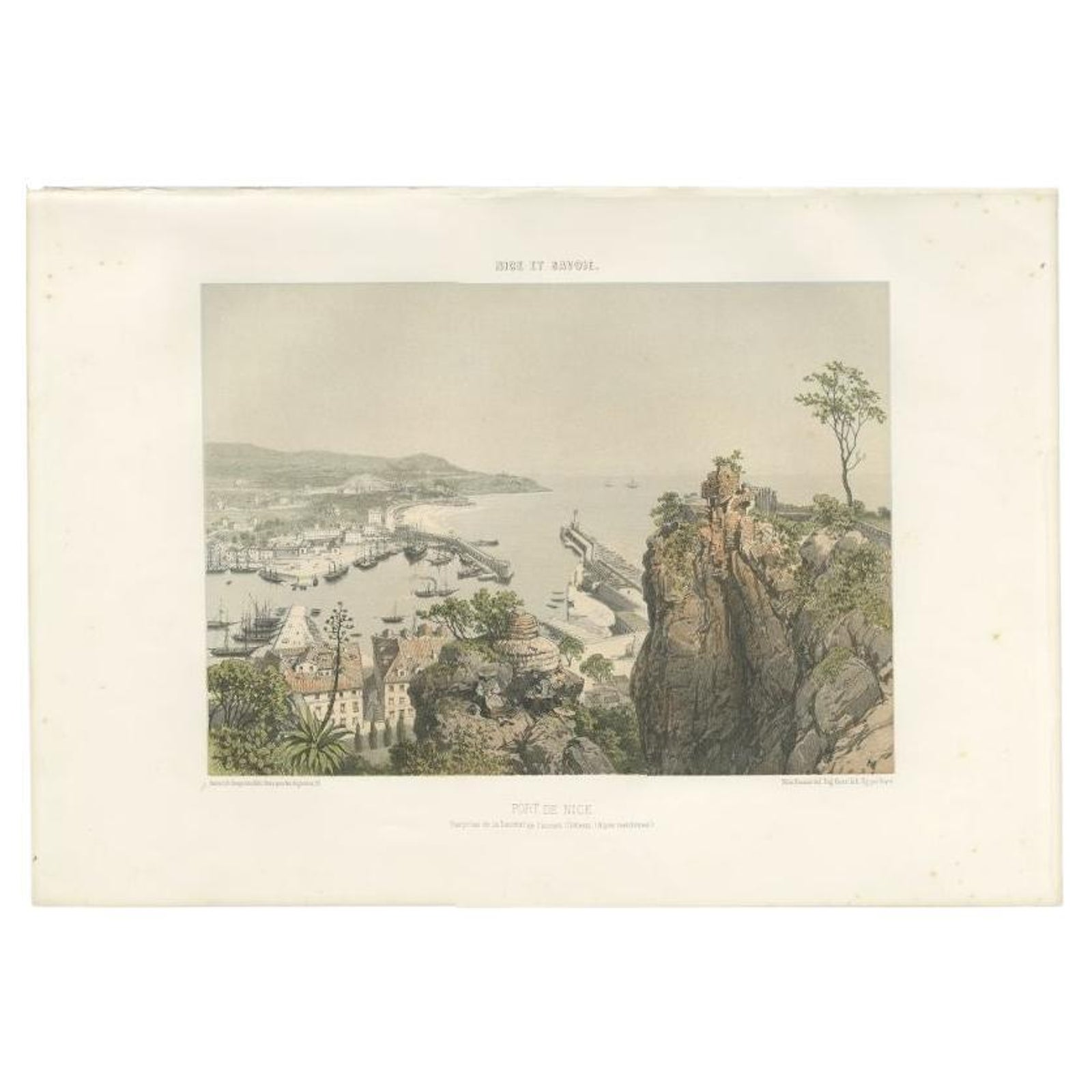 Antique Print of the Port of Nice in France, c.1865