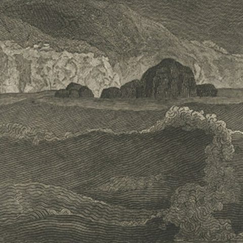 Antique Print of Three Whirlwinds and a Ship off the Coast of New Zealand, 1803, close-up 2