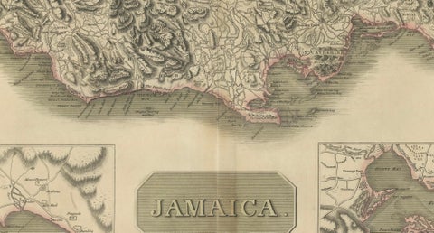 Jamaica Map by John Thomson, Kingston & Port Royal Harbors, c.1817, close-up 2