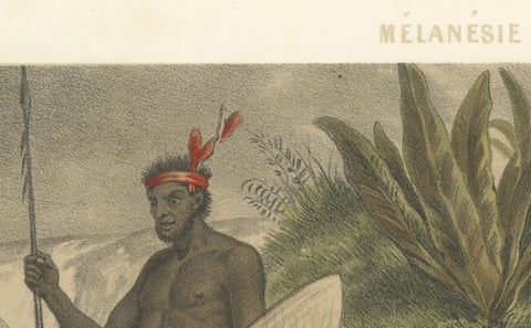 Shipwreck Scene in Melanesia, Islanders Salvaging Wreckage, c.1845, close-up 3