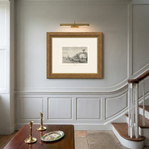 Antique Engraving of Guayaquil, Waterfront and Harbor City View, 1867, shown framed on a wall