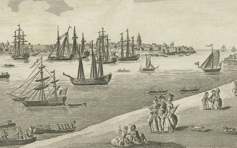1784 View Of Portsmouth Harbour And Dartmouth Castle By Walpoole, close-up 3