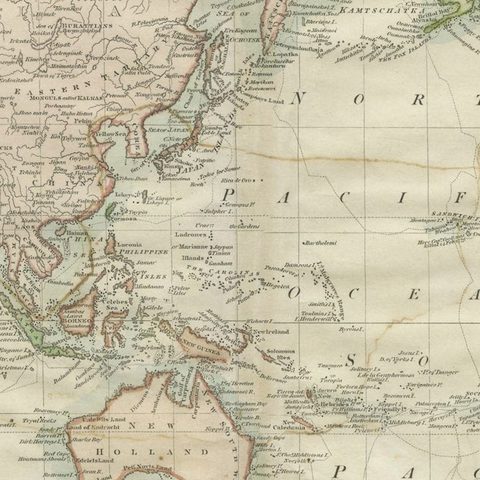 Attractive Antique Map of the World as Planisphere, Shows Cook's Voyages, 1799, close-up 5