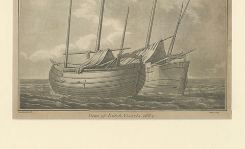 Views of Dutch Vessels, Maritime Engraving after 1684 Drawing, Published 1802, close-up 1